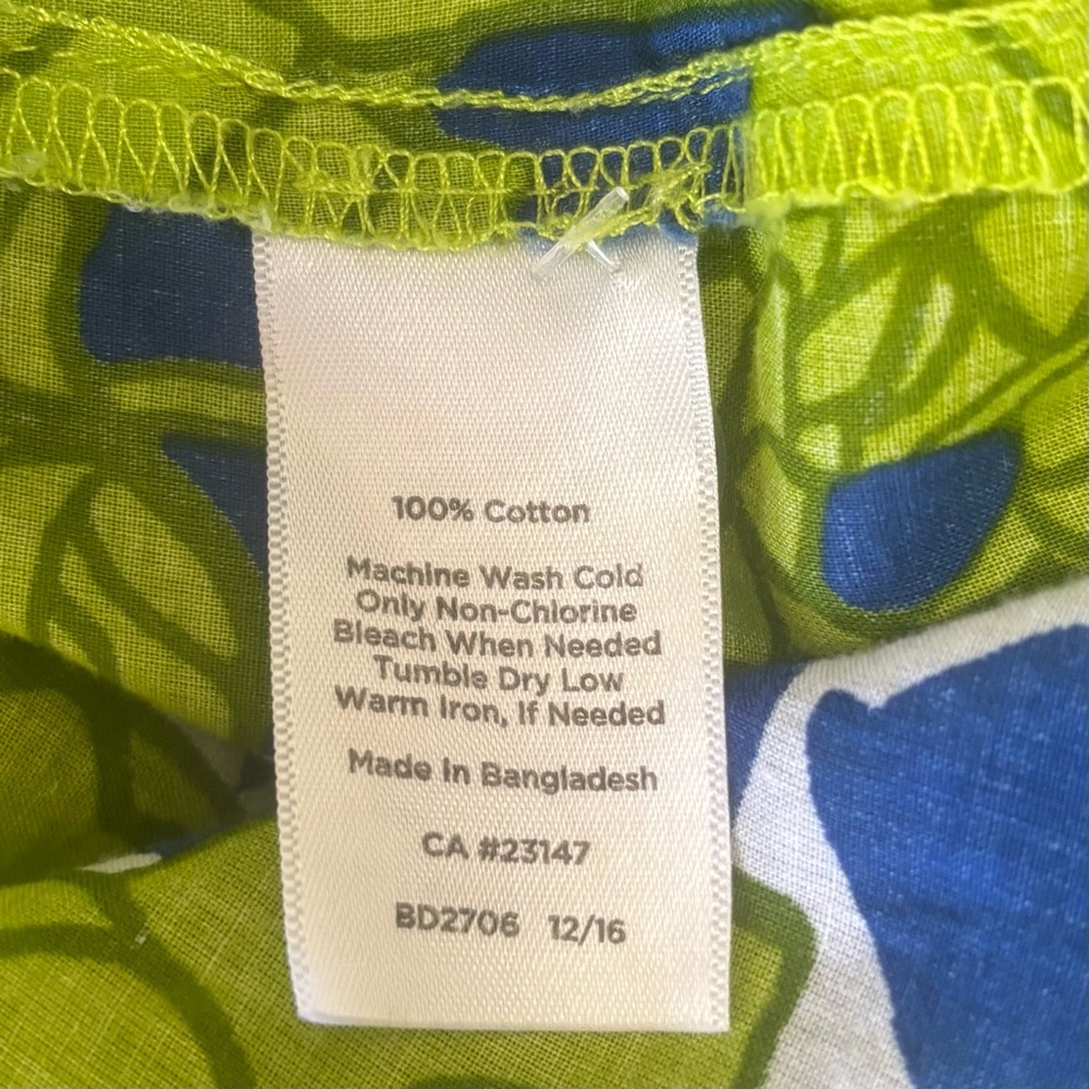 Talbots Green Blue Floral Cotton Tunic Blouse | Women’s XL Preppy Coastal Top - Picture 8 of 13